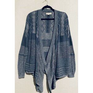 Knox Rose Sweater Womens XL Waterfall Open Cardigan Patchwork Cable Knit Boho